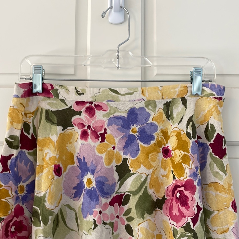 Coldwater Creek Petite Floral Skirt - Flat Front/Elastic Back/Side Zip - Picture 3 of 8